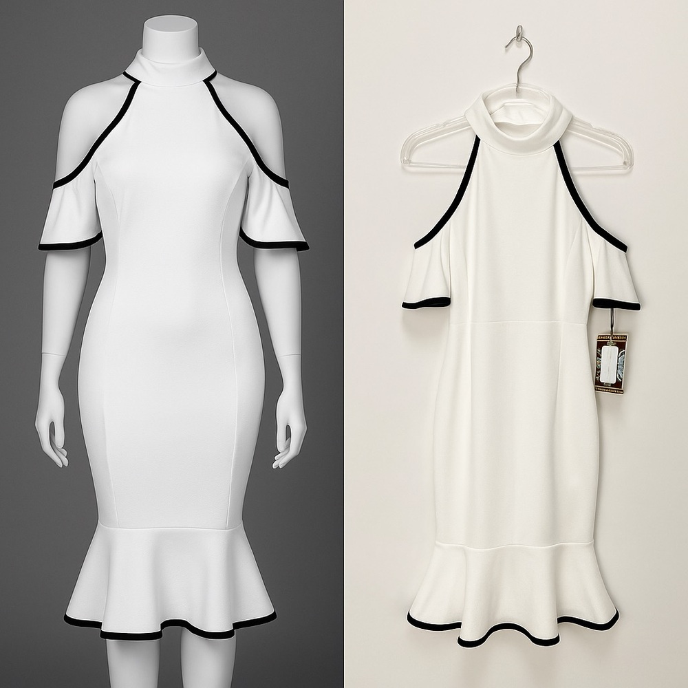 MF-160. Plus Occasion Open Shoulder Midi Dress